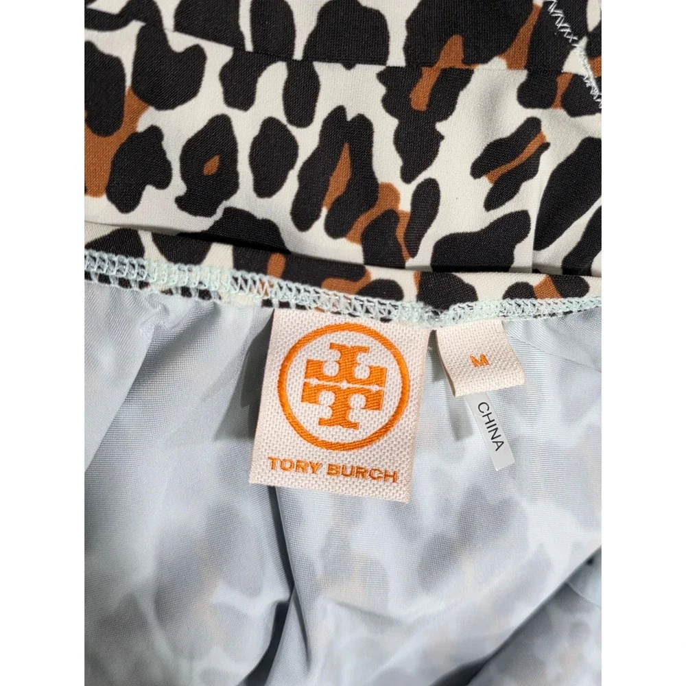 Tory Burch Leopard Print One Piece Swimsuit Womens‎ Medium Brown Excellent Logo
